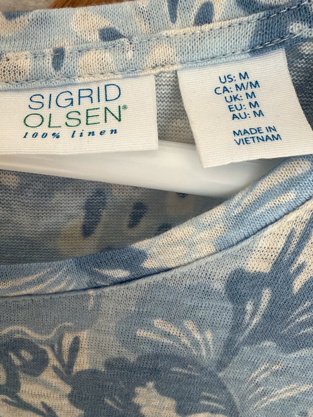 Sigrid Olsen Blue Floral Linen Vacation Shirt - Women’s Medium - Picture 4 of 5